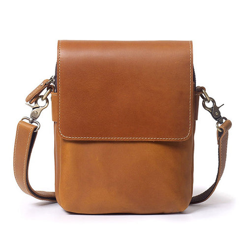 Herrars Crazy Horse Leather Crossbody Bag – Retro Cowhide Messenger Bag