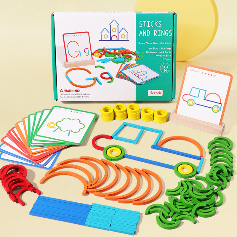 Utbildningsmontessori pinnar och ringar byggblock