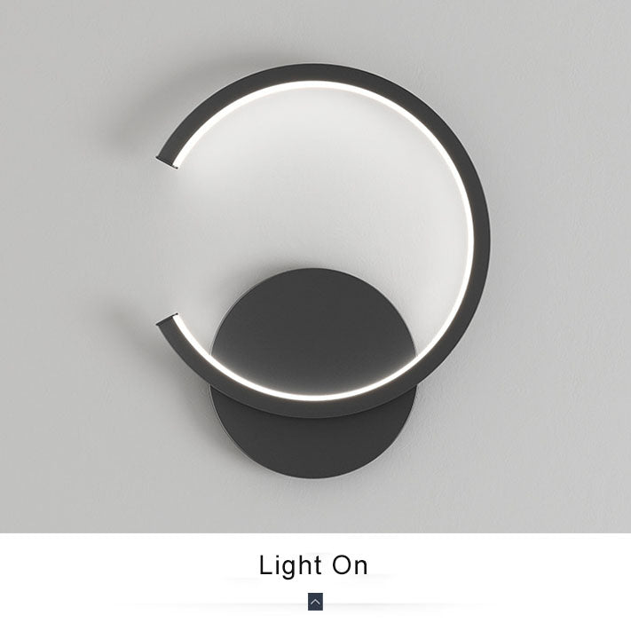 Minimalistisk rund LED-vägglampa med arm, 1 ljus