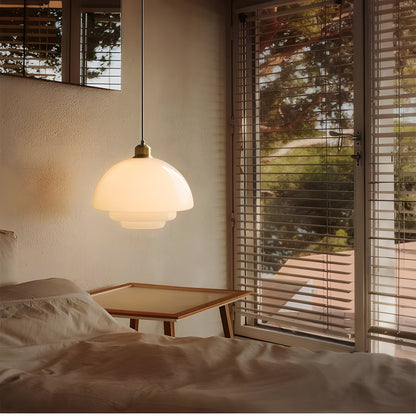 AuraBeam Light – Minimalistisk elfenbensfärgad LED-hänglampa i glas