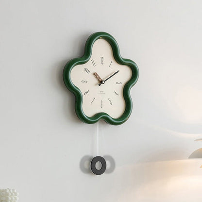 3D blommig pendelklocka - tyst rörelse, perfekt för sovrumsinredning