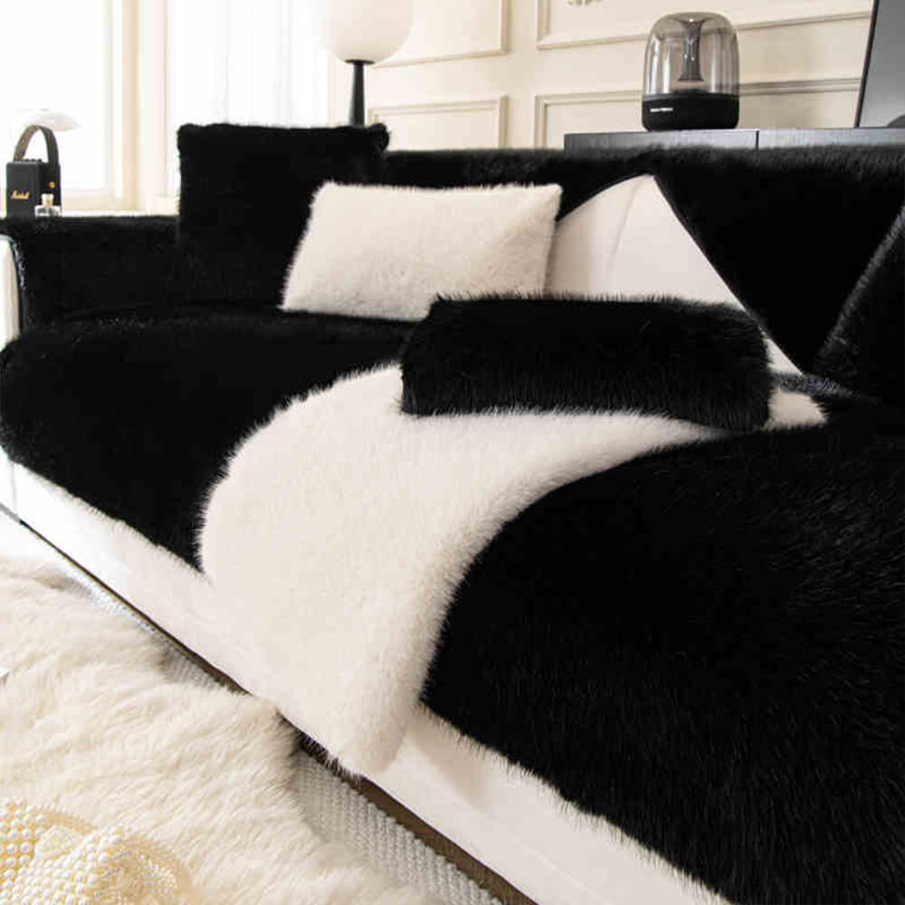 Varm Tjock Faux Fur Soffskydd Antisklipp Sofföverdrag
