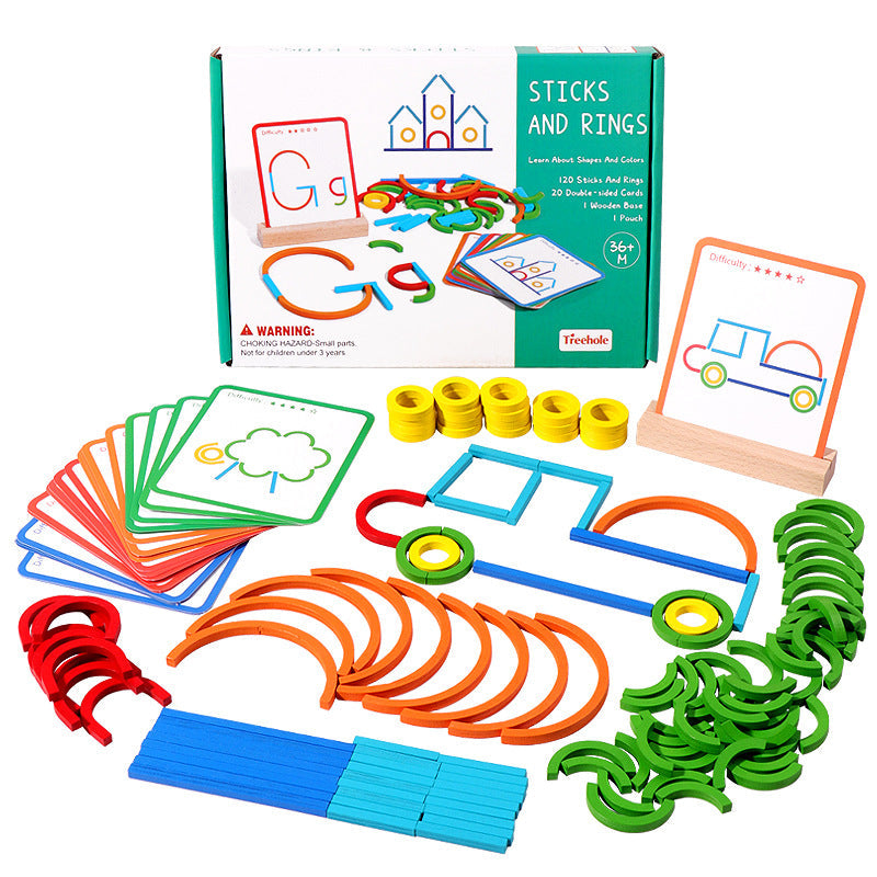 Utbildningsmontessori pinnar och ringar byggblock