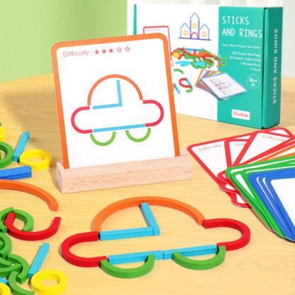 Utbildningsmontessori pinnar och ringar byggblock
