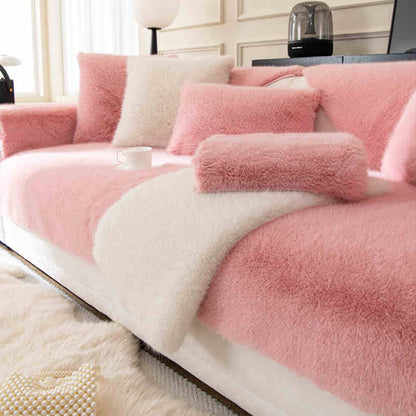 Varm Tjock Faux Fur Soffskydd Antisklipp Sofföverdrag