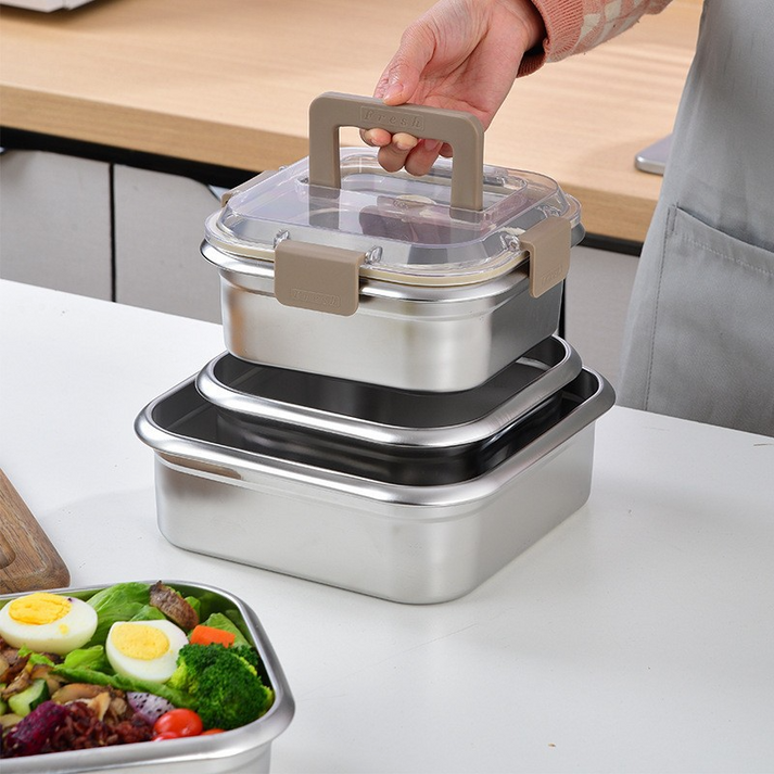 Bärbar rostfritt stål förvaringslåda 1600ml