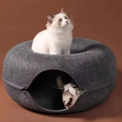 Kattbädd Filttunnel Grotta för Fler Katter
