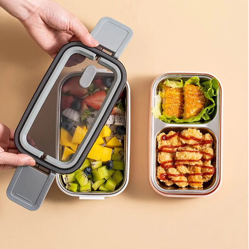 2-lagers rostfri stål Bento-lunchbox med lock