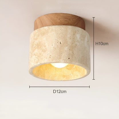 LumiStone - Wabi Sabi Gul Marmorerad Japansk Taklampa