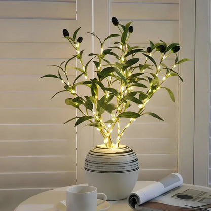 LED-belyst konstgjord gren bordslampa