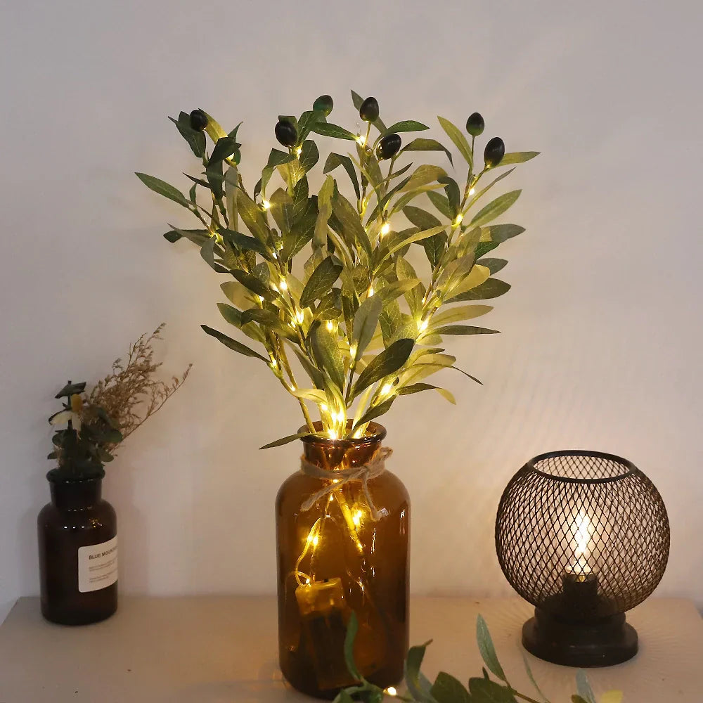 LED-belyst konstgjord gren bordslampa