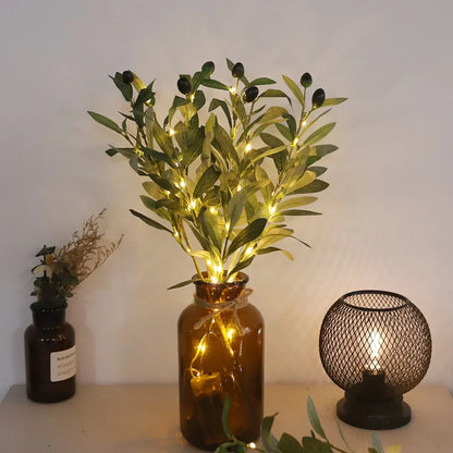 LED-belyst konstgjord gren bordslampa
