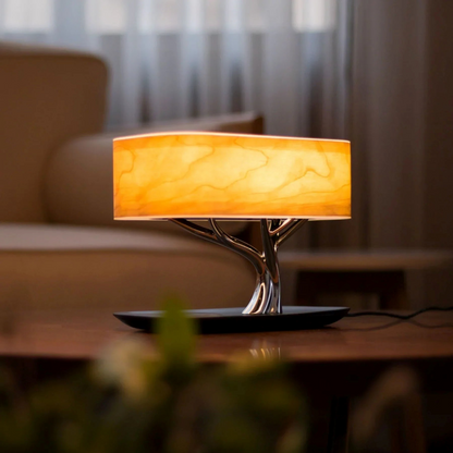 LumiSync Lampa - Bordslampa med Bluetooth-högtalare och trådlös laddare