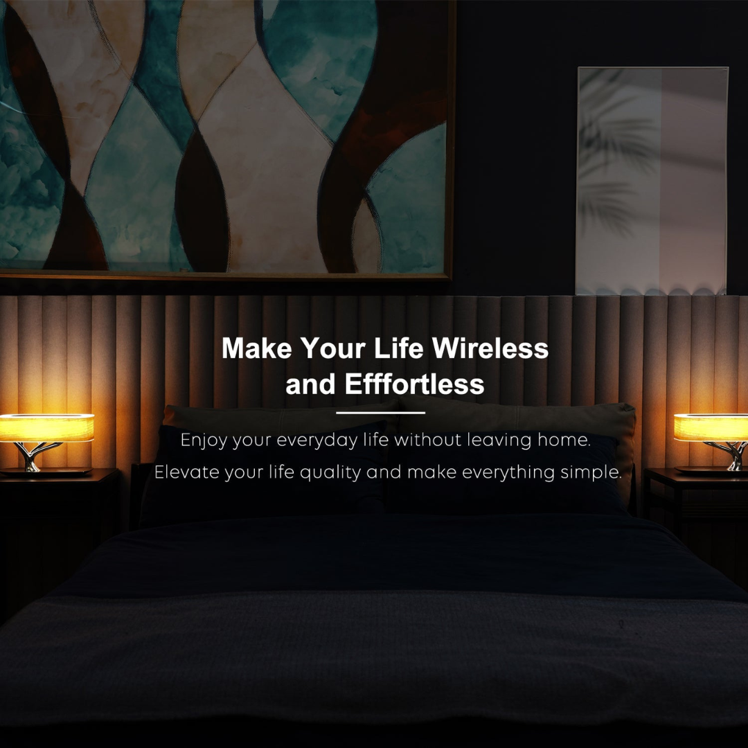 LumiSync Lampa - Bordslampa med Bluetooth-högtalare och trådlös laddare