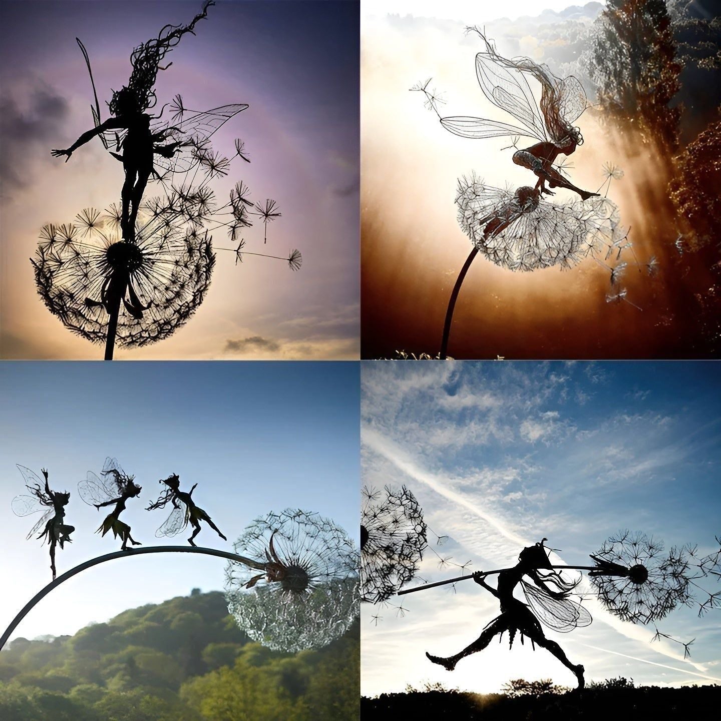 Metall-Dandeljon – Dekorativ, Filigran Fe-dekoration för Trädgård