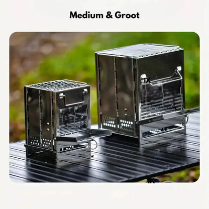 Fällbar rostfri stål-trä ugn – Bärbar campingkök för utomhuslagning