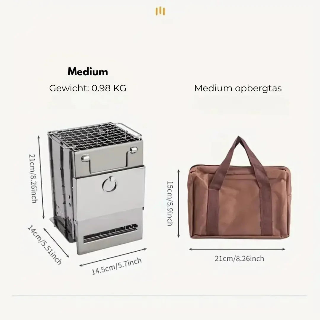 Fällbar rostfri stål-trä ugn – Bärbar campingkök för utomhuslagning