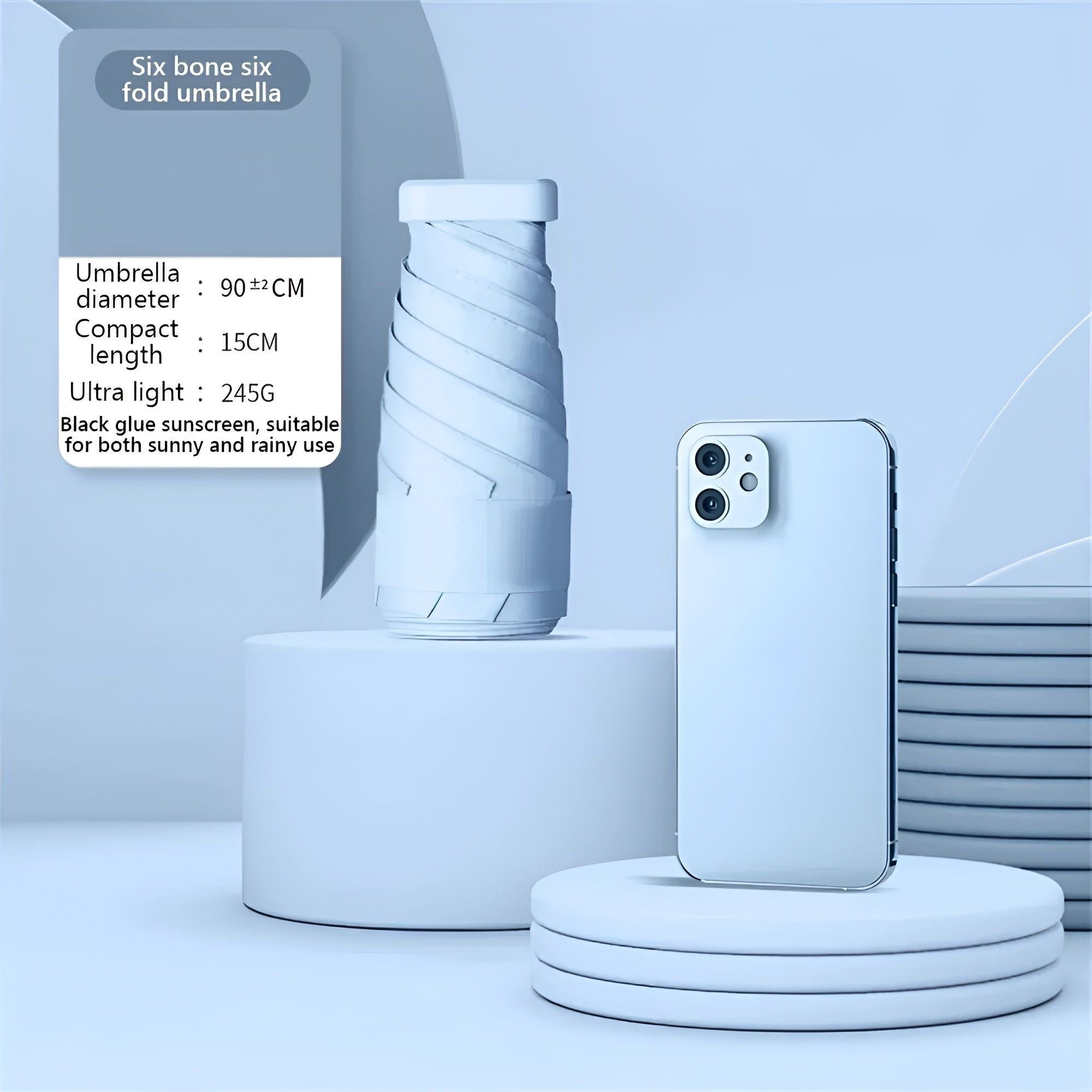 PocketSun Paraply - Lätt Kompakt Fällbar Reseparaply