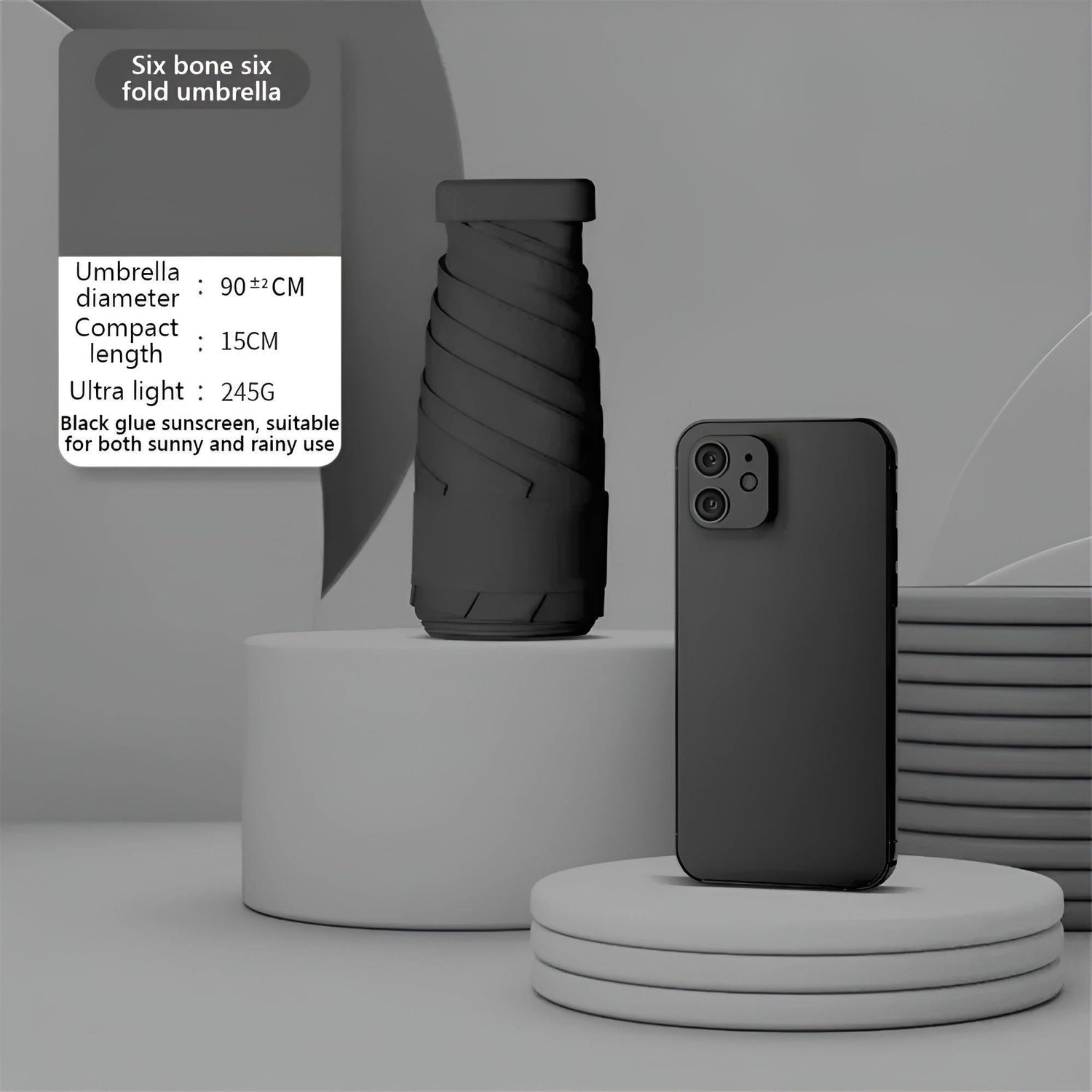 PocketSun Paraply - Lätt Kompakt Fällbar Reseparaply