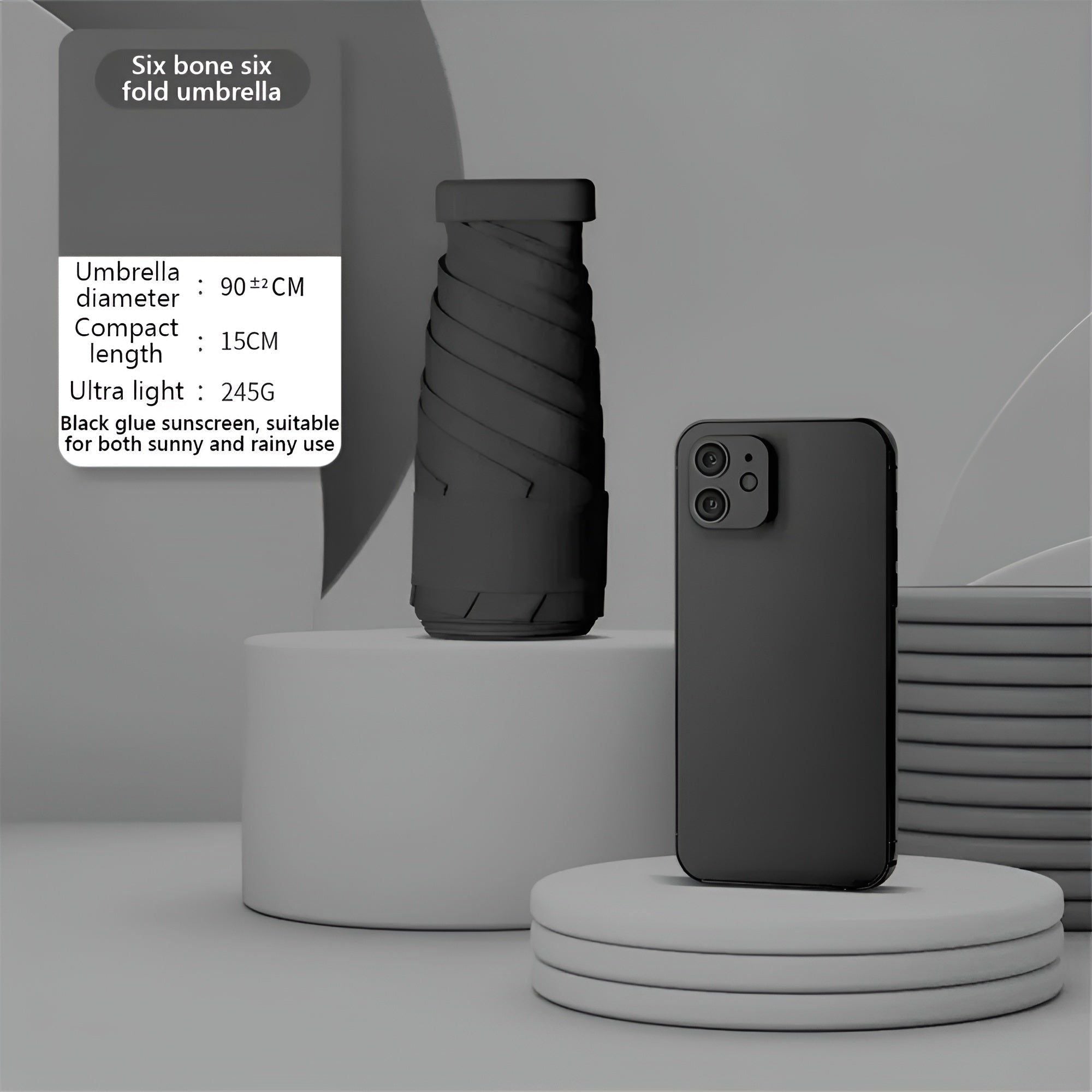 PocketSun Paraply - Lätt Kompakt Fällbar Reseparaply