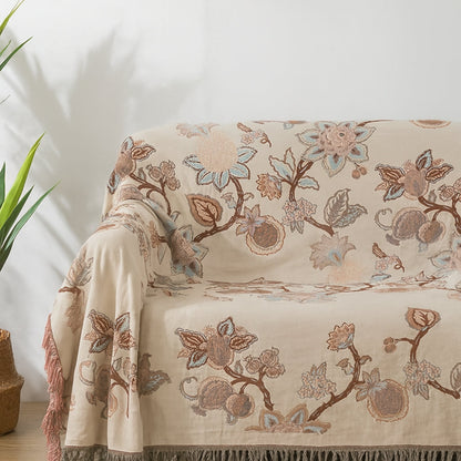 Orchid Trail Floral Cotton Tassel Sängfilt