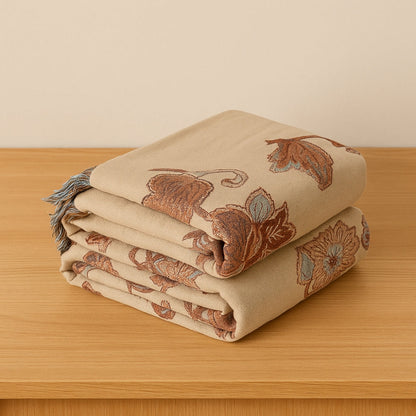 Orchid Trail Floral Cotton Tassel Sängfilt