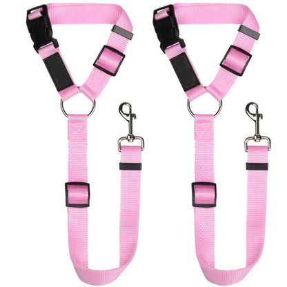 Pawellure Justerbart nackstöd hundbälte - 2-pack trasselfri säkerhetsbälte för bilresor