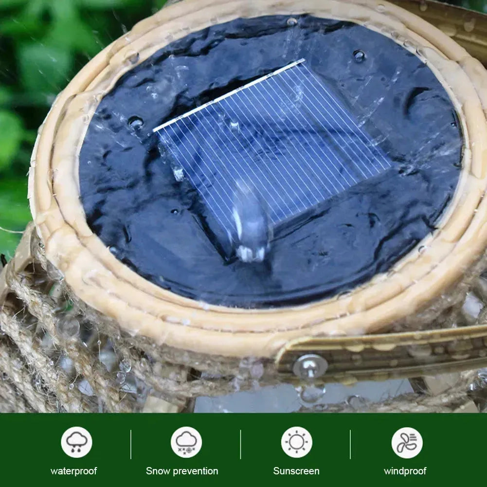 RattanRay Lykta - Vattentät Solcellsdriven Rattan Hänglykta