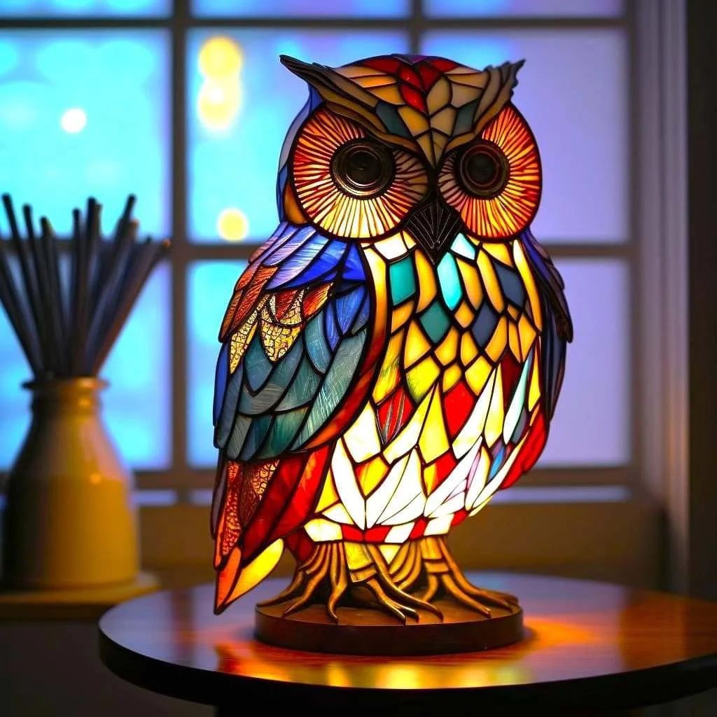 Animal Färgat Glas Bordslampa Ornament