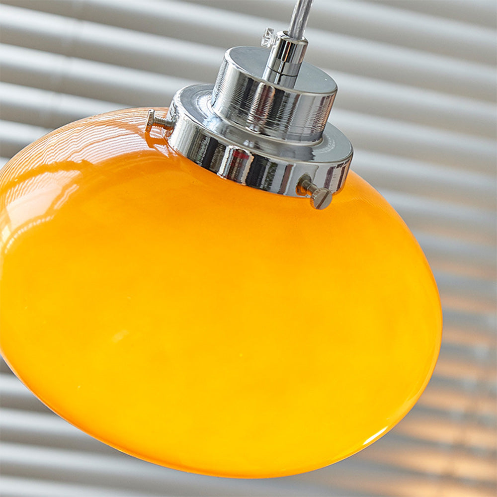 Bauhaus Medeltida Gul Glas Hänglampa