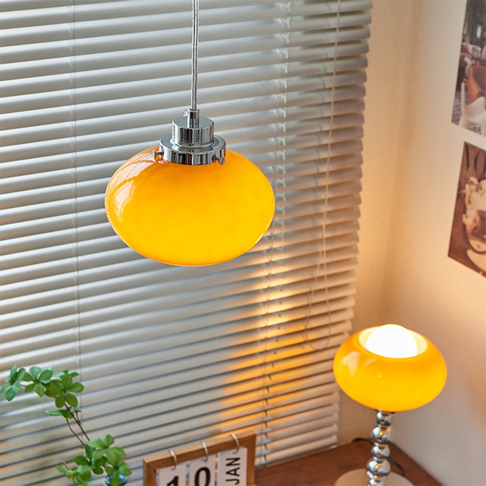 Bauhaus Medeltida Gul Glas Hänglampa