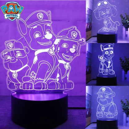 LuxRoyale Paw Patrol Nattlampa för Barn - 3D Tecknad Sängrum Dekor Lampa
