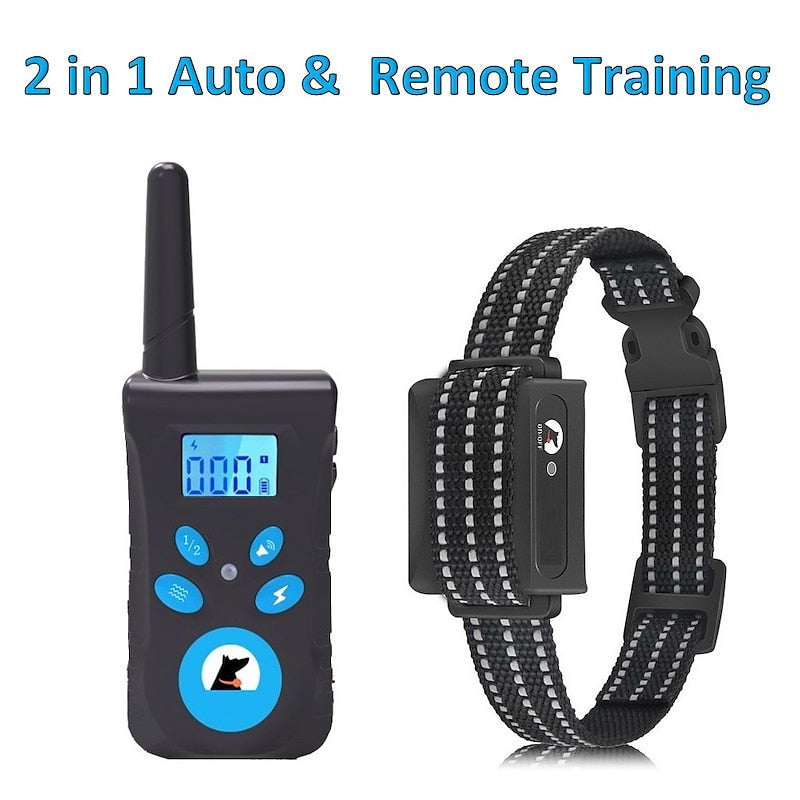 2-i-1 Automatisk Anti-Bark och Fjärrträningshalsband