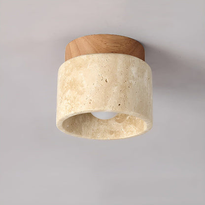 LumiStone - Wabi Sabi Gul Marmorerad Japansk Taklampa