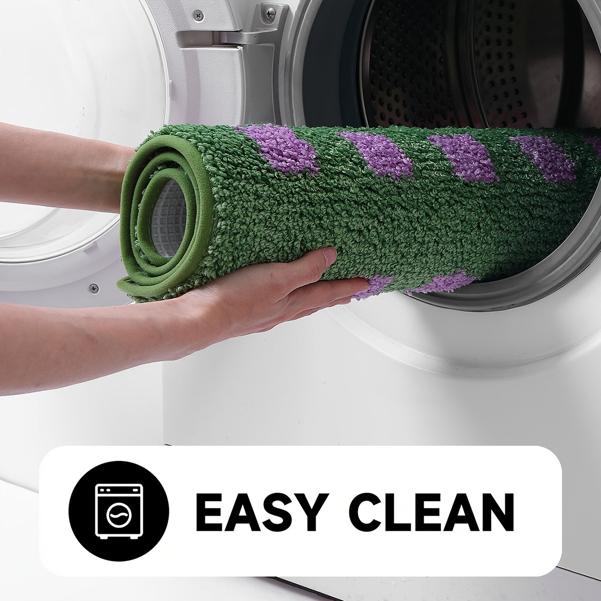 Rutig Halkfria Flockade Badrumsmatta