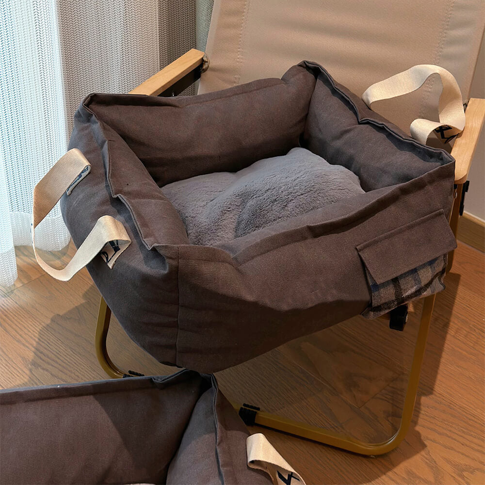 Bärbar husdjursäng med handtag Mysig tvättbar hundsäng