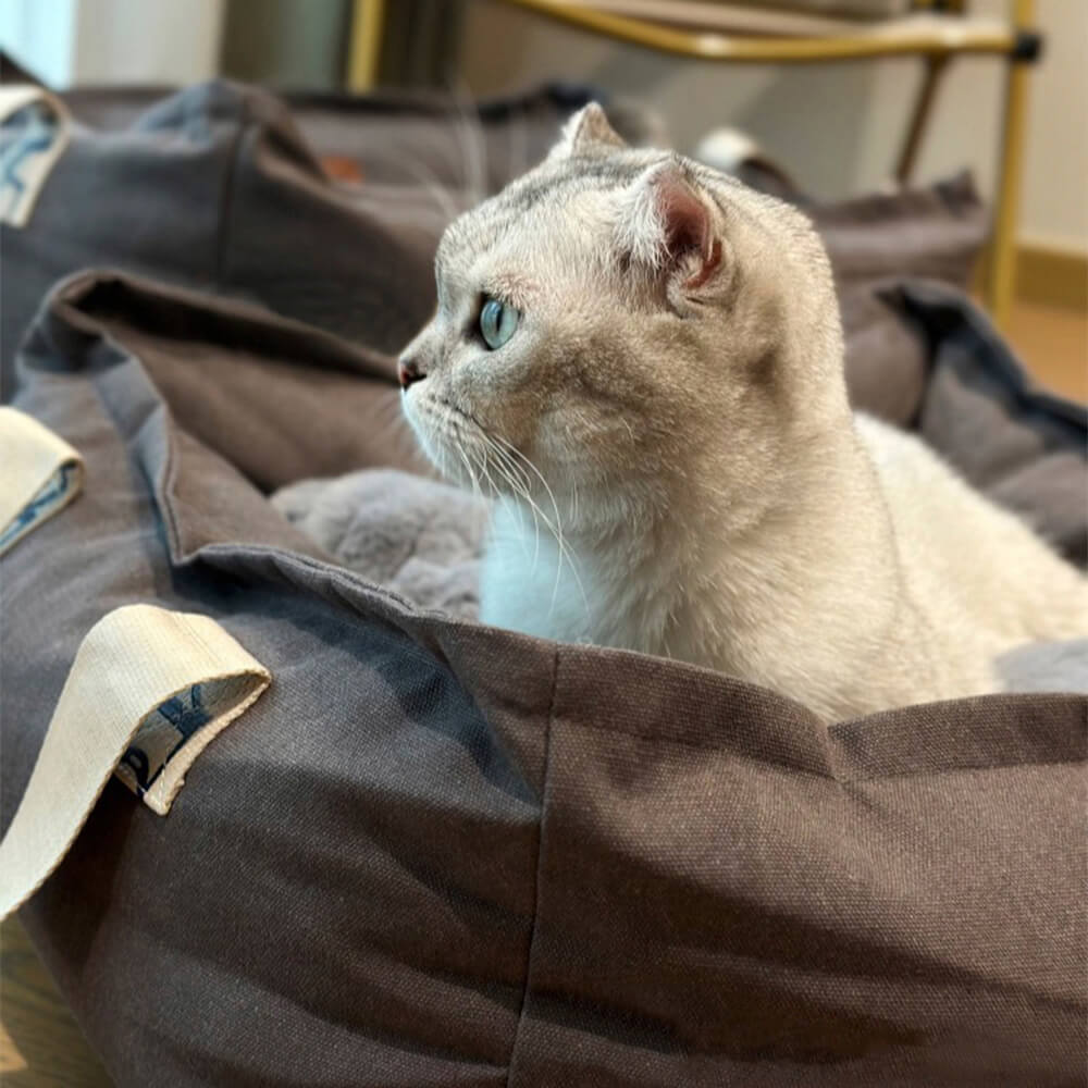 Bärbar husdjursäng med handtag Mysig tvättbar hundsäng