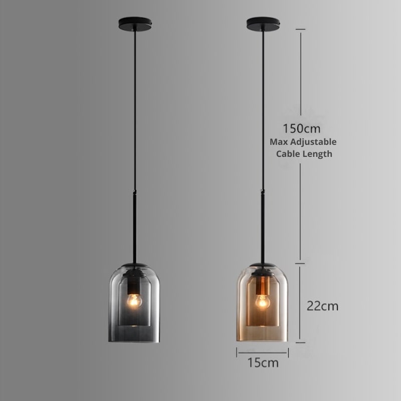 Mica Mid-Century Hänglampa med Dubbel Glas