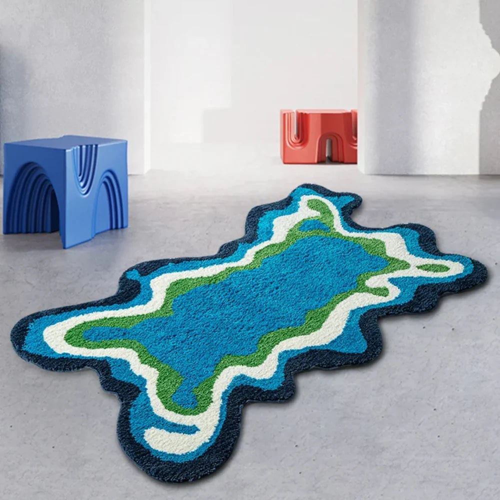 RetroWave – Psykedelisk tuftad matta med djärva 70-talsinspirerade mönster för livliga rum
