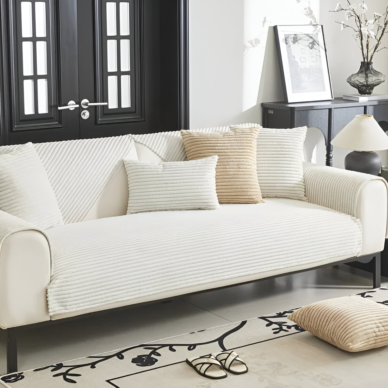 PuffSoft Soffaöverdrag – Plyschsammet, halkfritt överdrag för ultimat komfort och stil