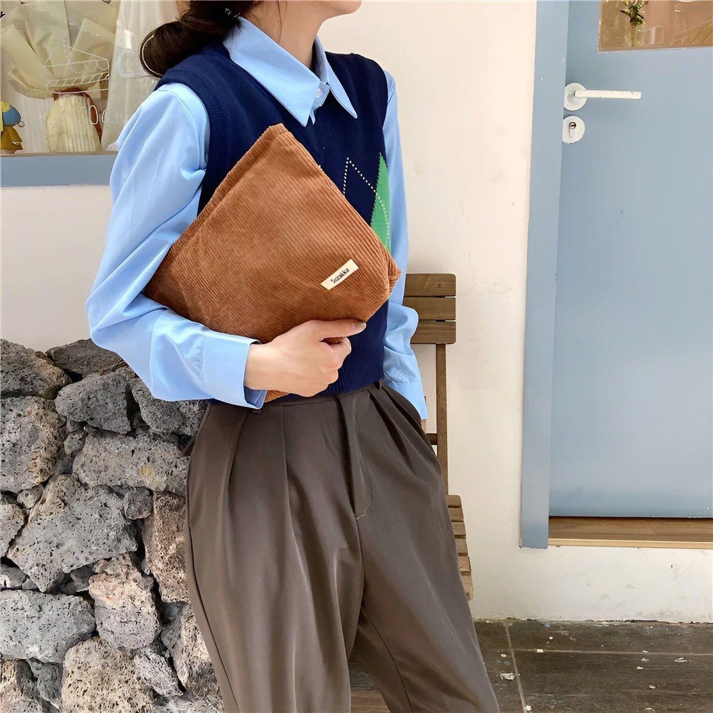 CorduroyGlam Bag - Kord Rymlig organiseringsväska för kosmetika