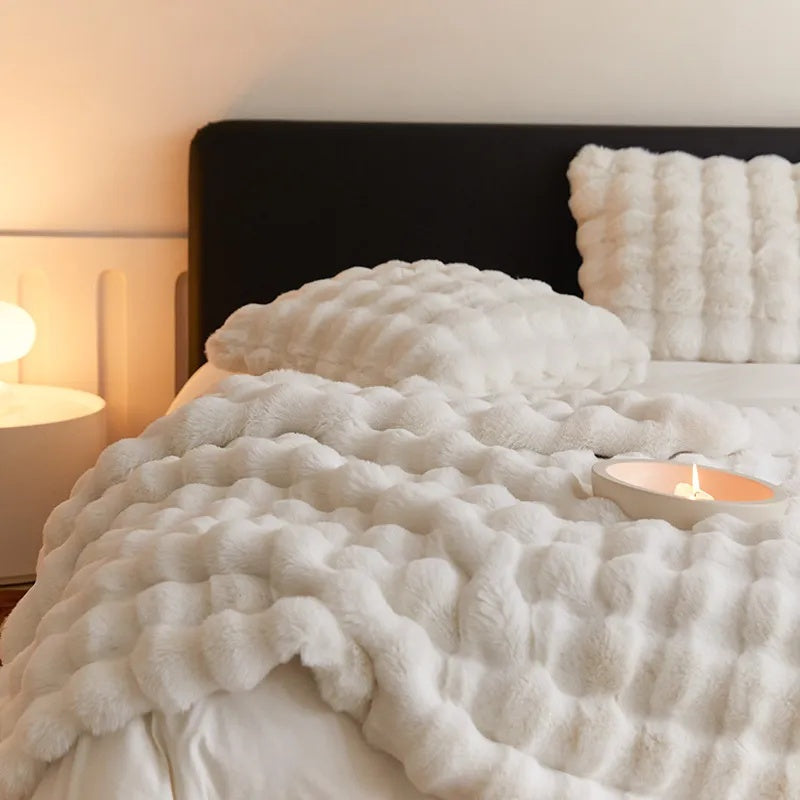 Deluxe Rabbit Faux Fur Throw – Perfekt för Soffa eller Säng