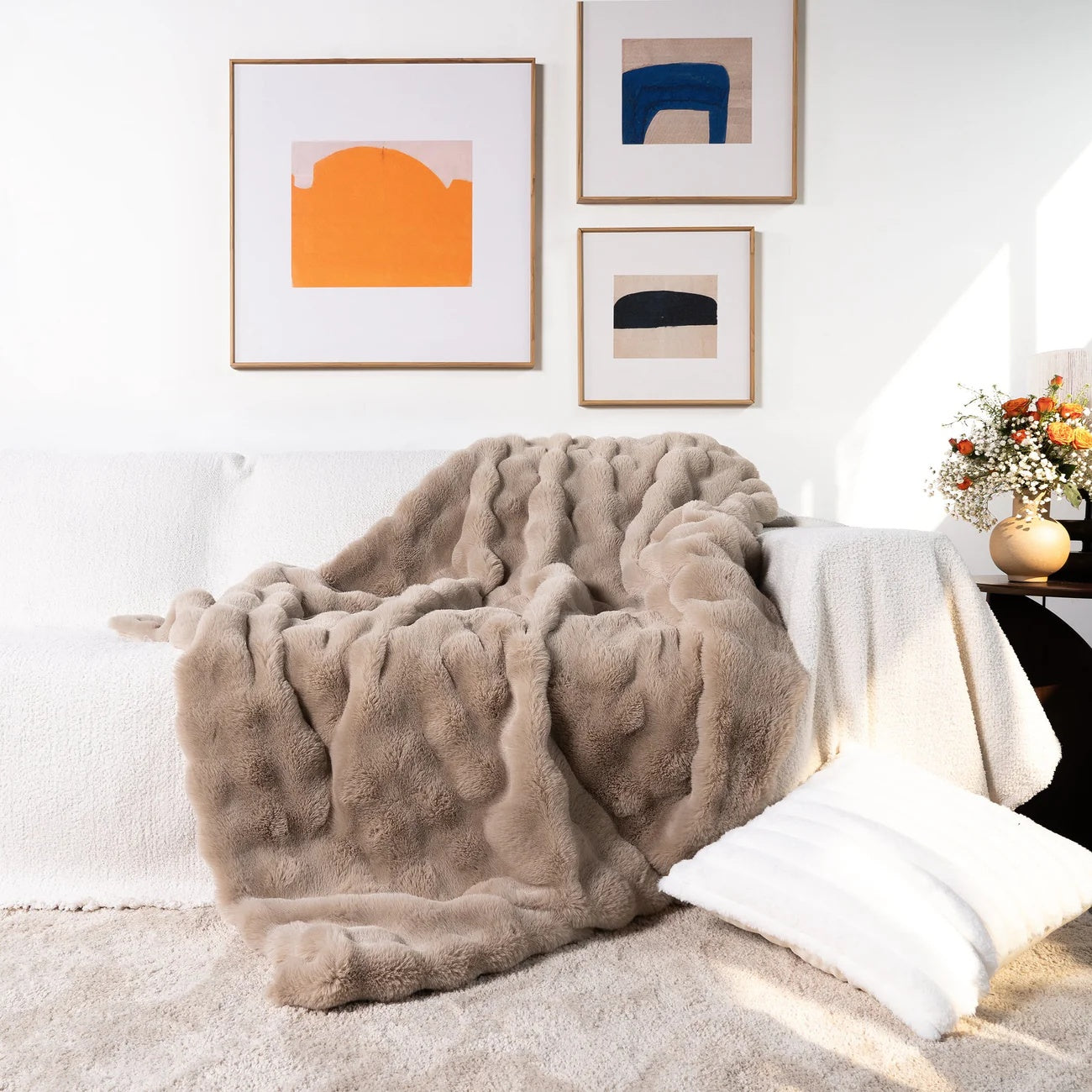 Deluxe Rabbit Faux Fur Throw – Perfekt för Soffa eller Säng