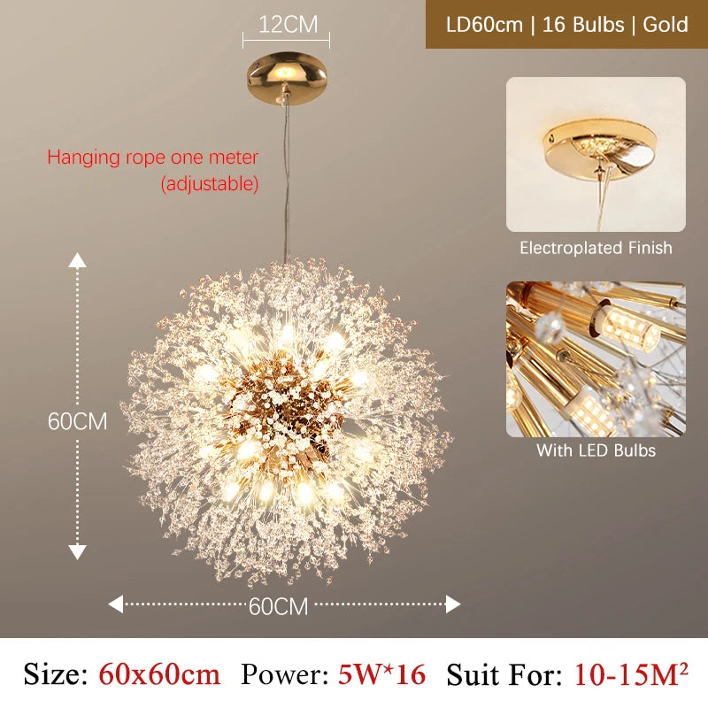 Raku Kristallkrona – Lyxig LED-belysning för modern elegans