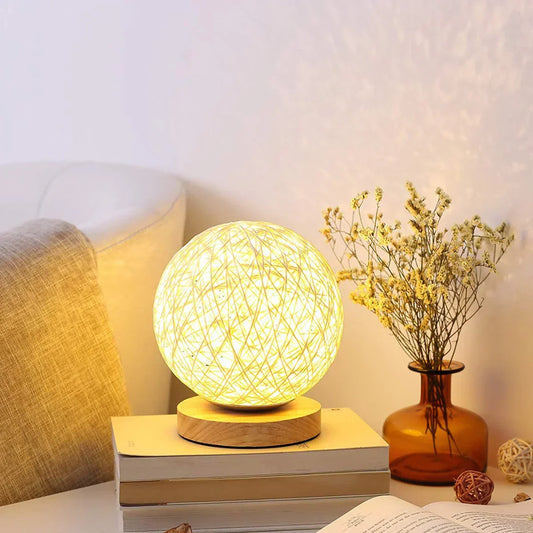 RattanSphere - Rotan Bal Bordslampa