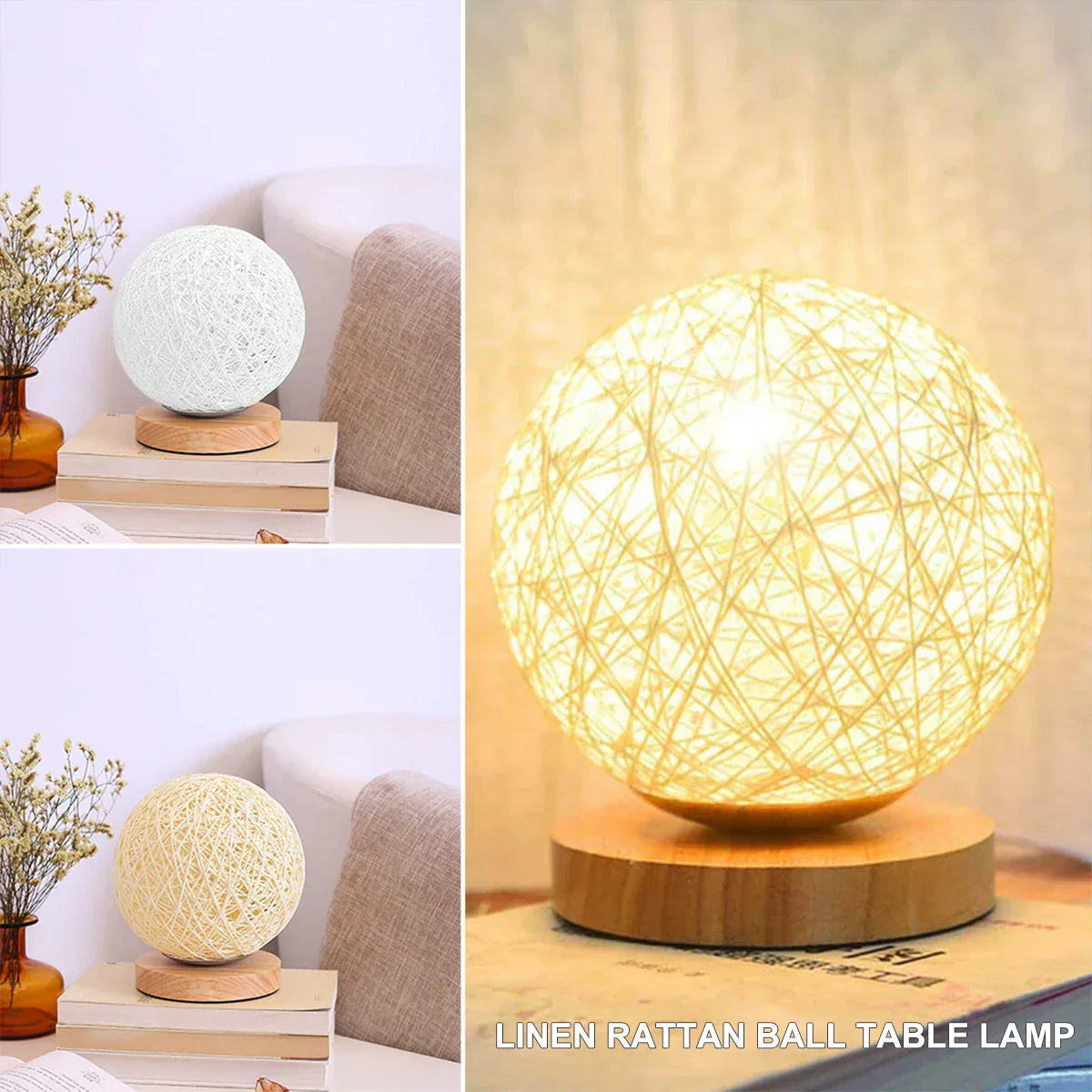 RattanSphere - Rotan Bal Bordslampa