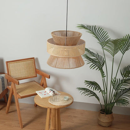 BambooLuxe Light - Italiensk bambus rattan hänglampa