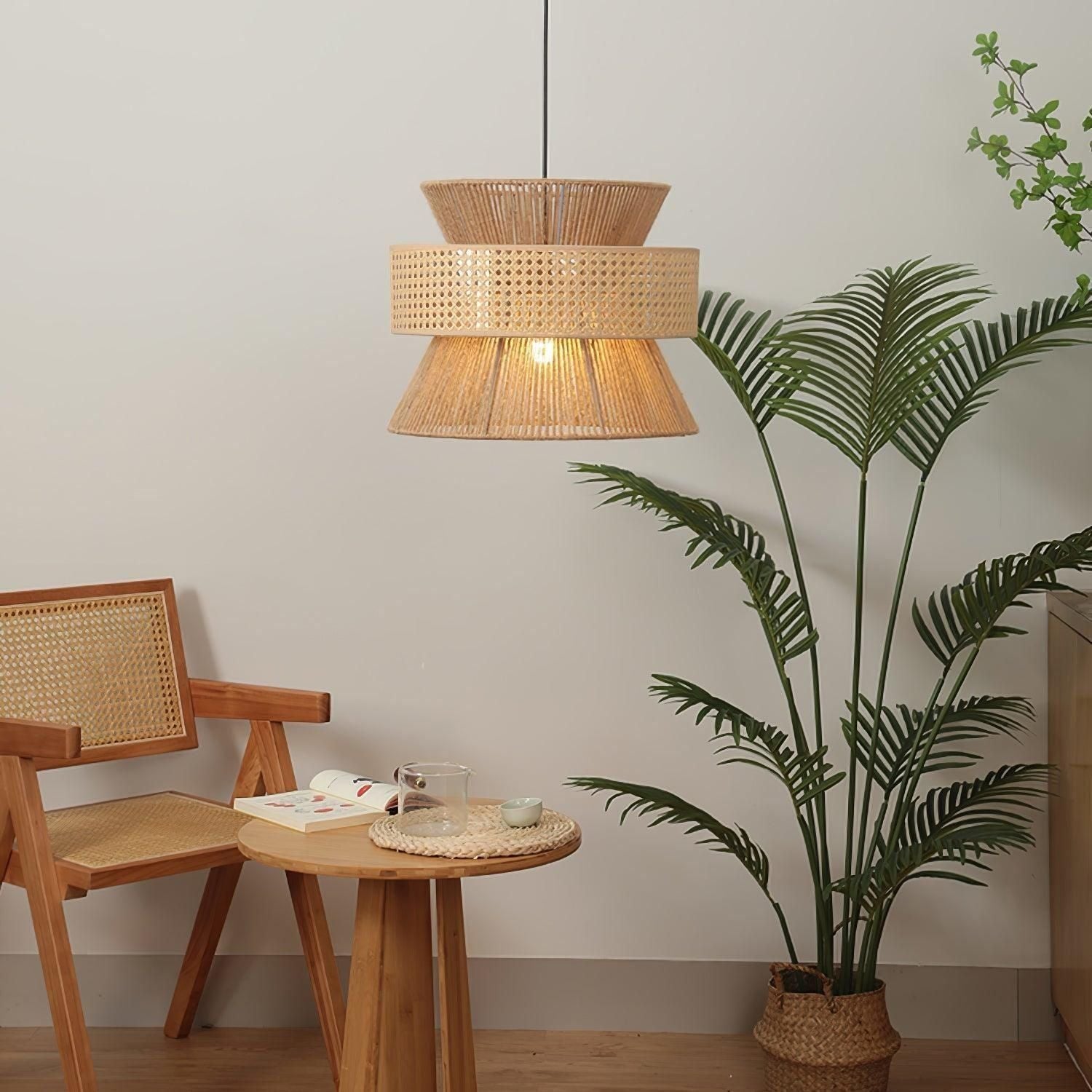 BambooLuxe Light - Italiensk bambus rattan hänglampa
