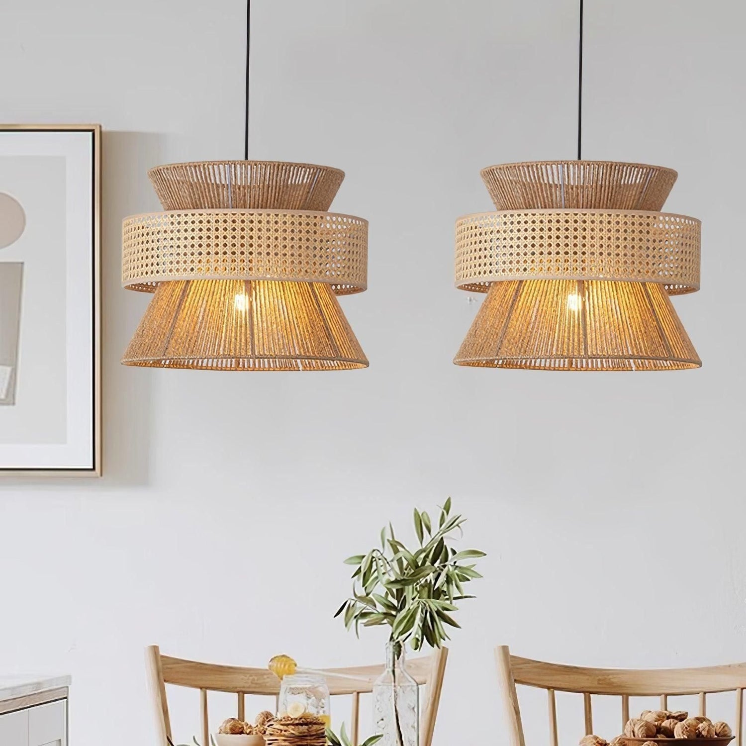 BambooLuxe Light - Italiensk bambus rattan hänglampa