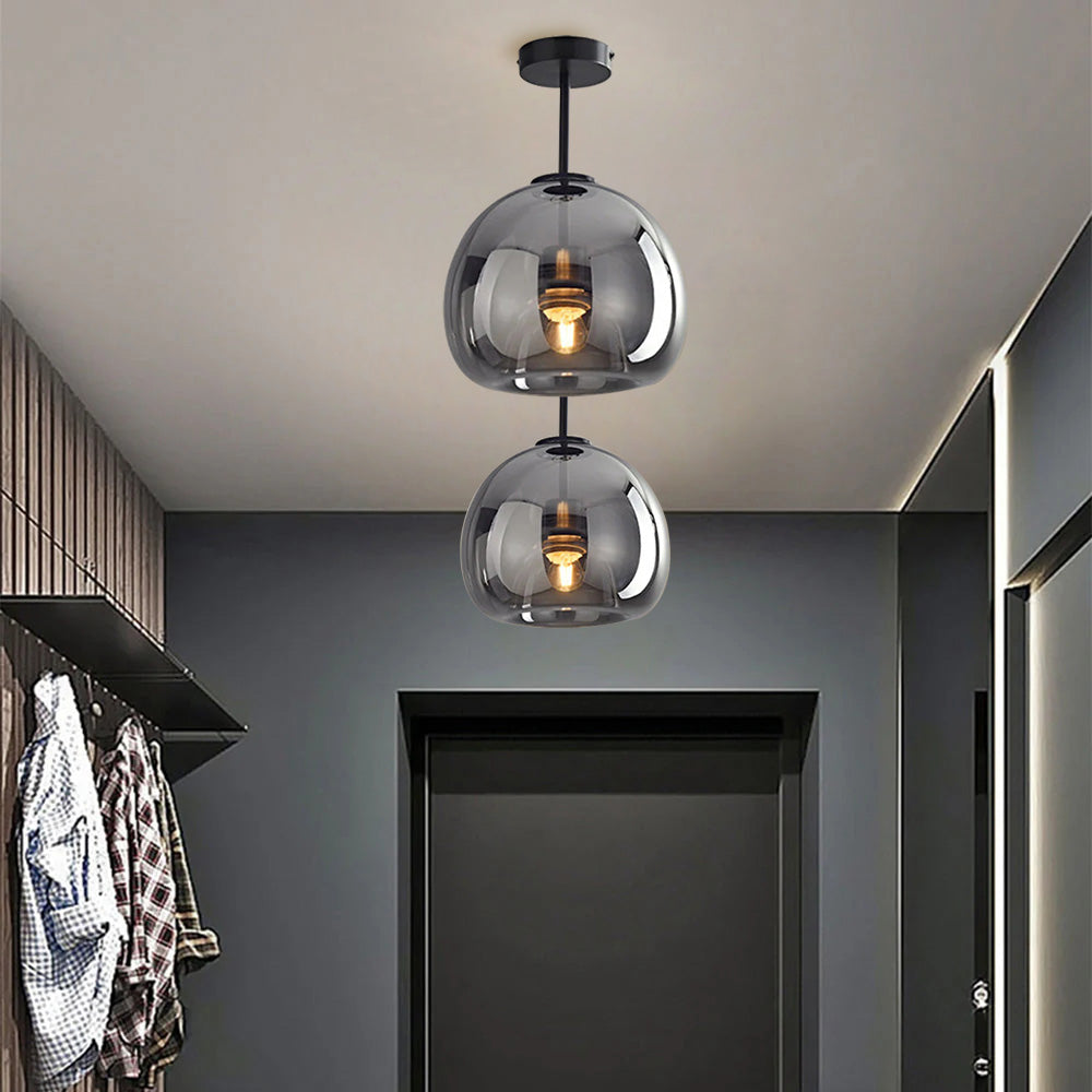 Moderna Taklampor med Retro Koppar och Glasdesign